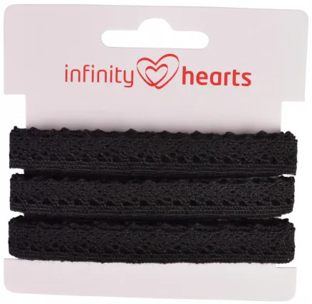 Infinity Hearts Spetsband Polyester 11mm 11 Svart - 5m