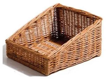 Brödkorg, rektangulär, handgjord brun flätning, 30x35x19 cm, front 9 cm