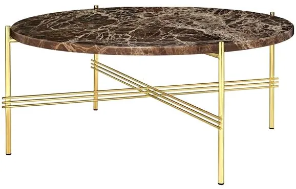 GUBI TS Soffbord Rund Ø80 Mässing/Brun Emperador Marmor