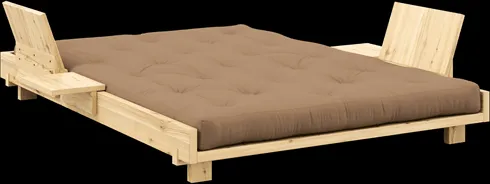 Karup Design Social Bäddsoffa med 2 ryggstöd, sidobord & madrass 140x200 Mocca/Lackerad