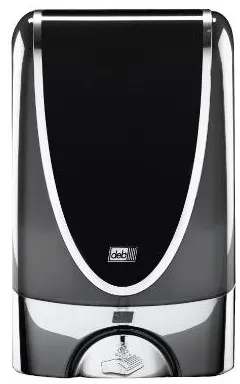 Deb Stoko dispenser, beröringsfri, i svart plast m. kromkant, 1,2 L