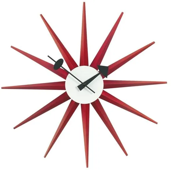 Vitra Sunburst Clock Klocka Röd