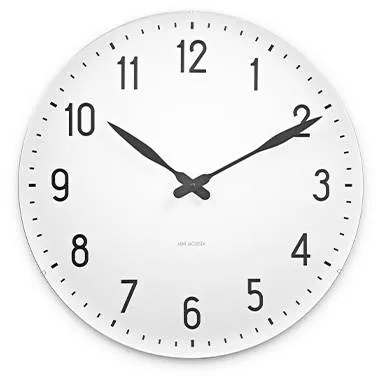Arne Jacobsen Station Väggklocka - Ø:16 cm - Vit/svart